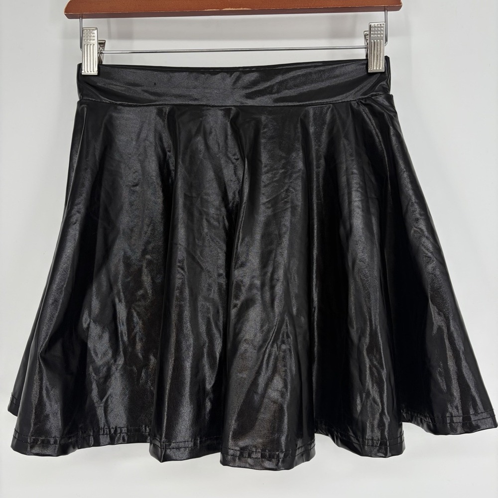 Black Raver Flared Mini Skirt XL  w/Shorts Skater A-Line Sexy Baddie Pinup (M?)